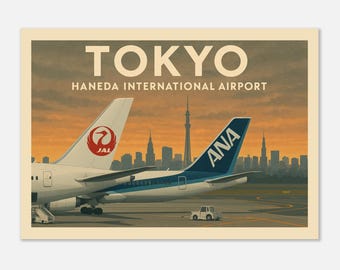 Vintage Style Tokyo Haneda International Airport (Tokyo City Skyline) Travel Poster