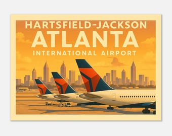 Vintage Style Atlanta International Airport (Atlanta City Skyline) Travel Poster