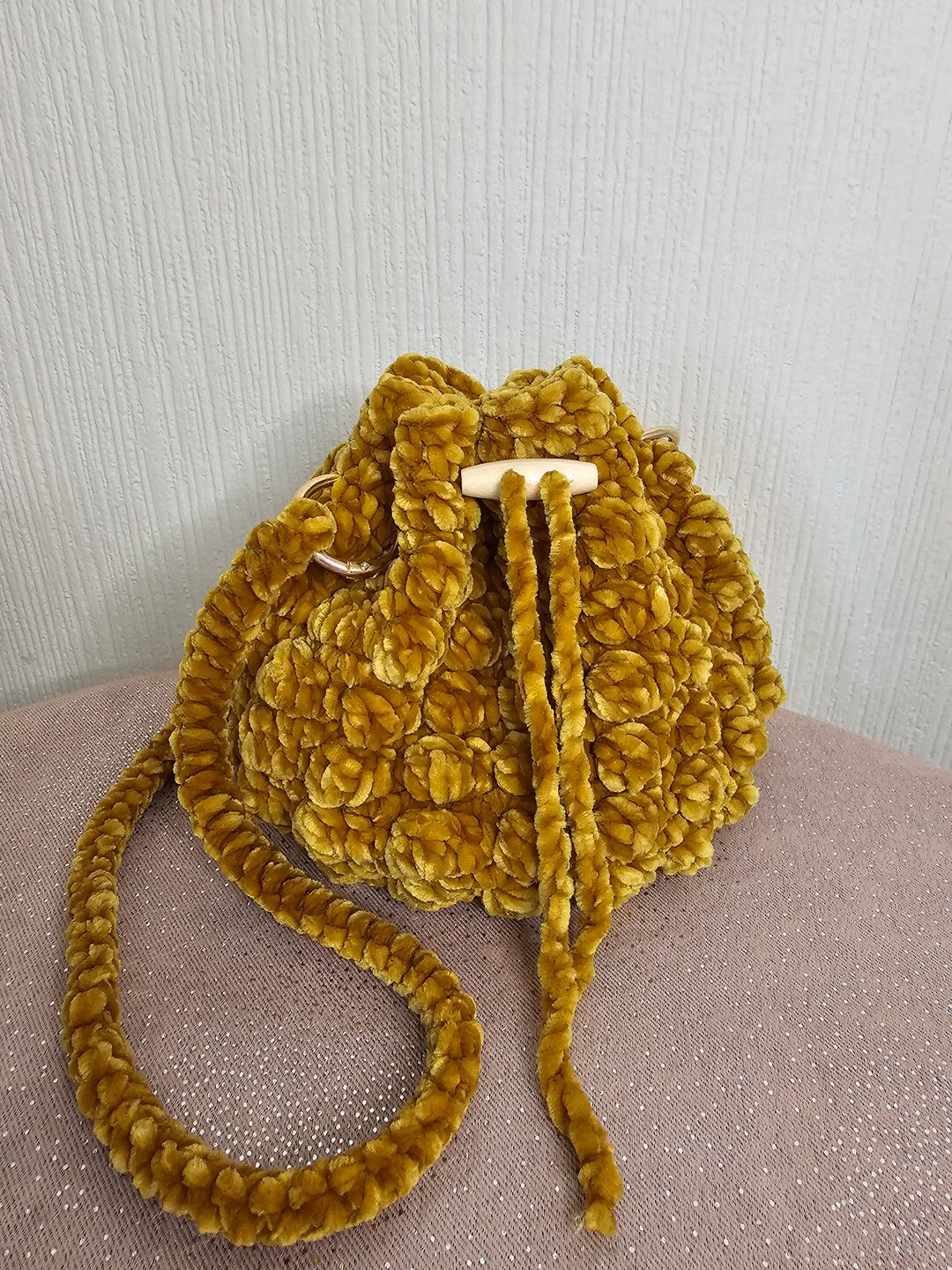 Handmade Bucket Bag Crochet velvet Bucket Bag Etsy
