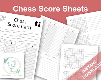 Afdrukbare schaakscorebladen: toernooispelnotatie (digitale download)