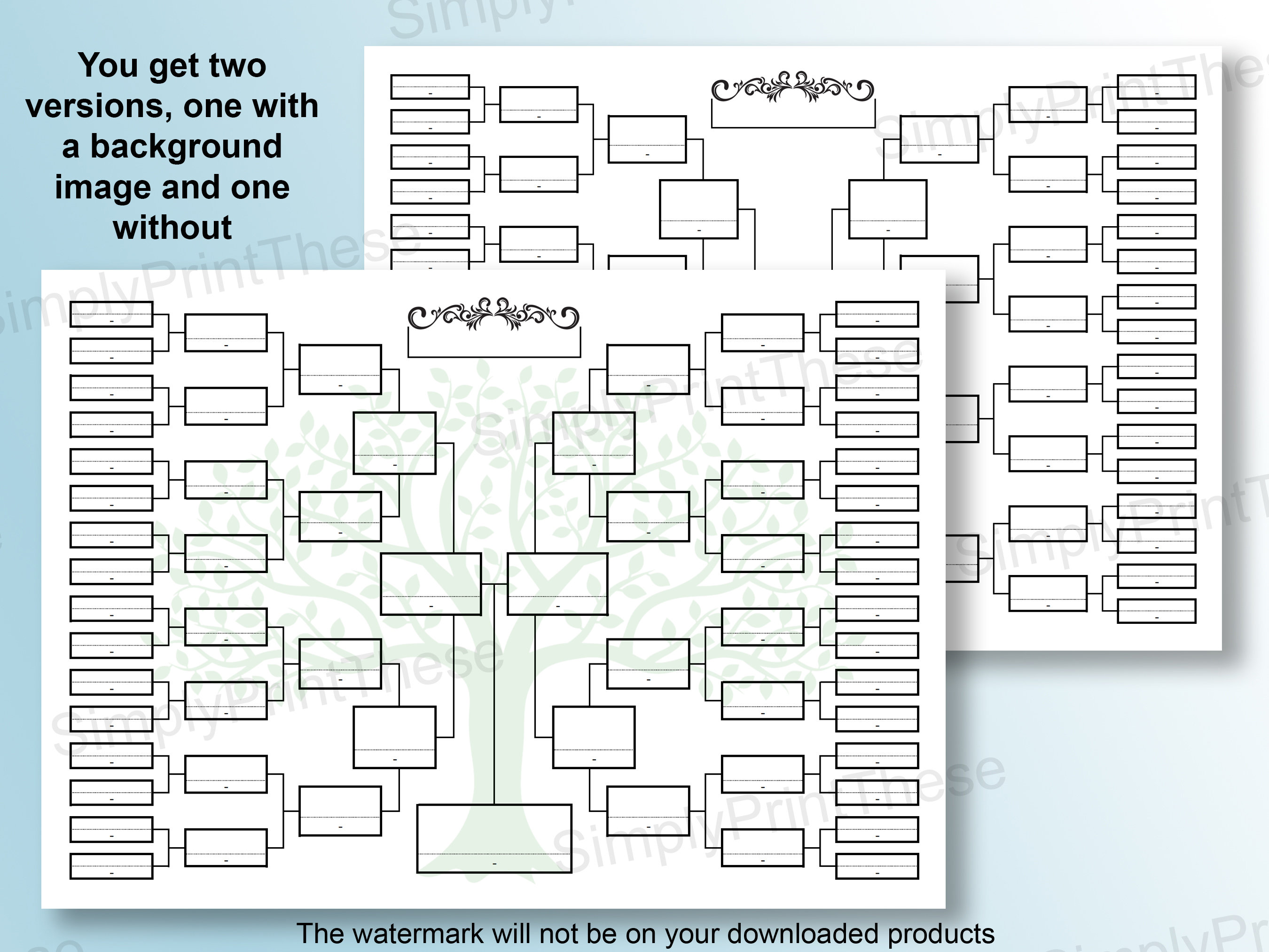 Printable 6 Generation Family Tree, PDF Download Blank Printable Genealogy Stationery - Etsy