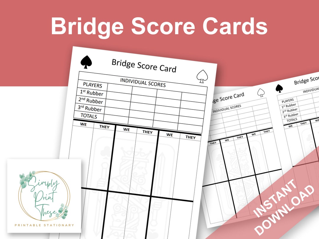 Printable Bridge Score Sheets to Record Your Bridge Card Games Bridge Printable Bridge Score Sheets to Record Your Bridge Card Games Bridge
