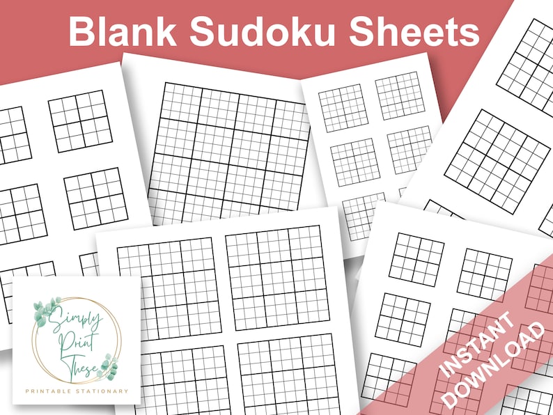 Printable Blank Sudoku Squares, 9x9, 16x16, 6x6 and 4x4 Sudoku Squares ...