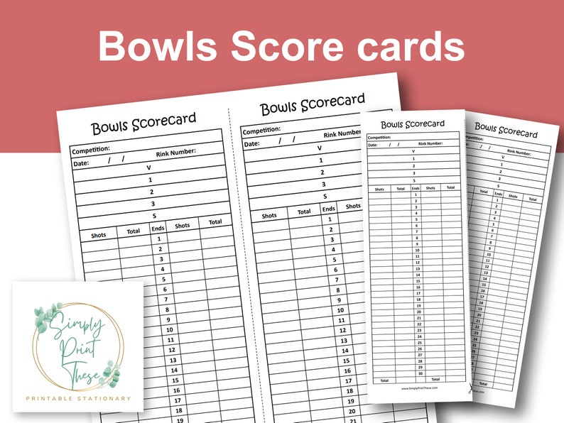 Printable Bowls Score Cards to Record Your Bowls Competitions Etsy