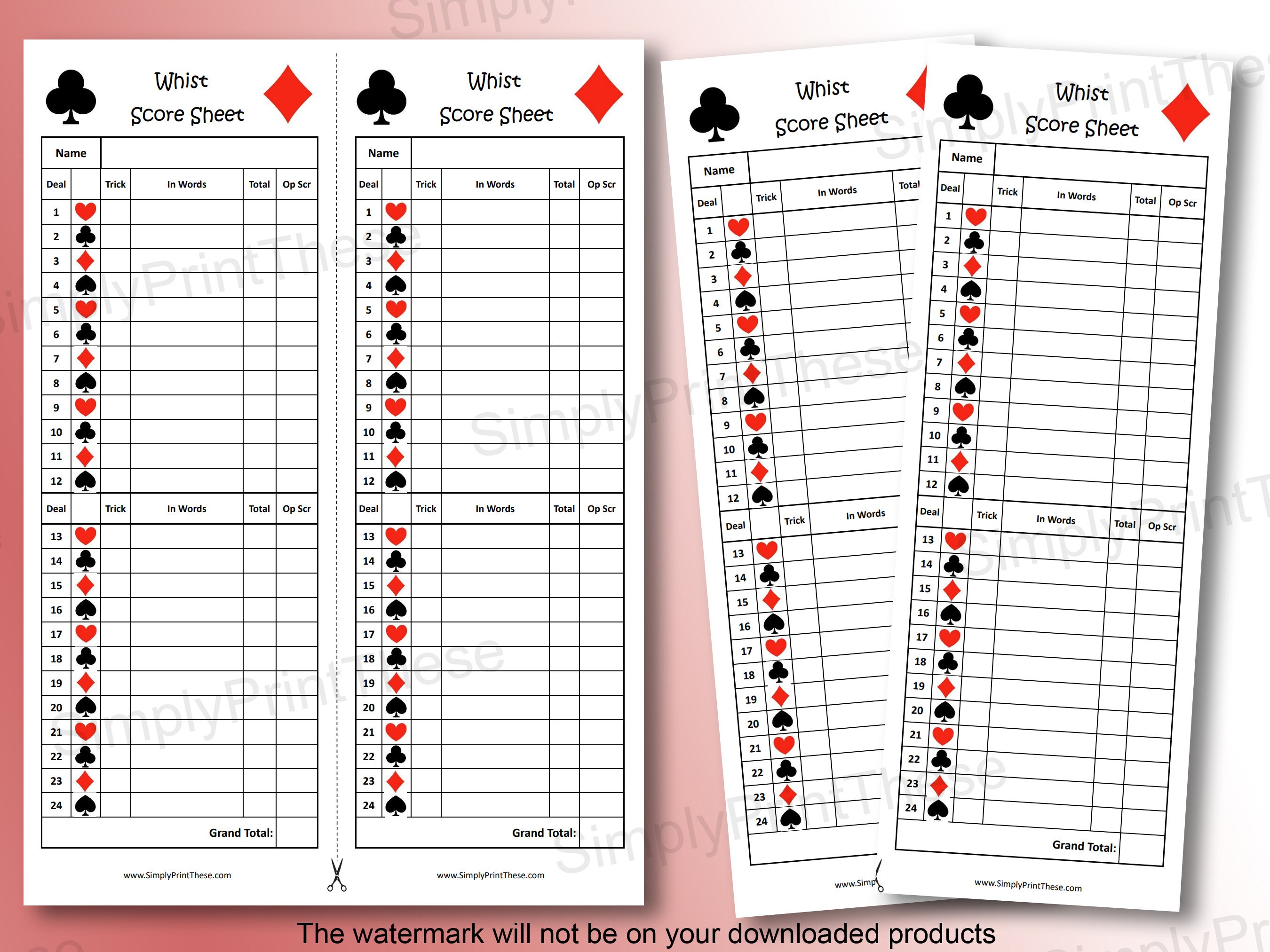 Printable Whist Score Sheets To Record Your Whist Card Games Whist Score Card Learn To Play