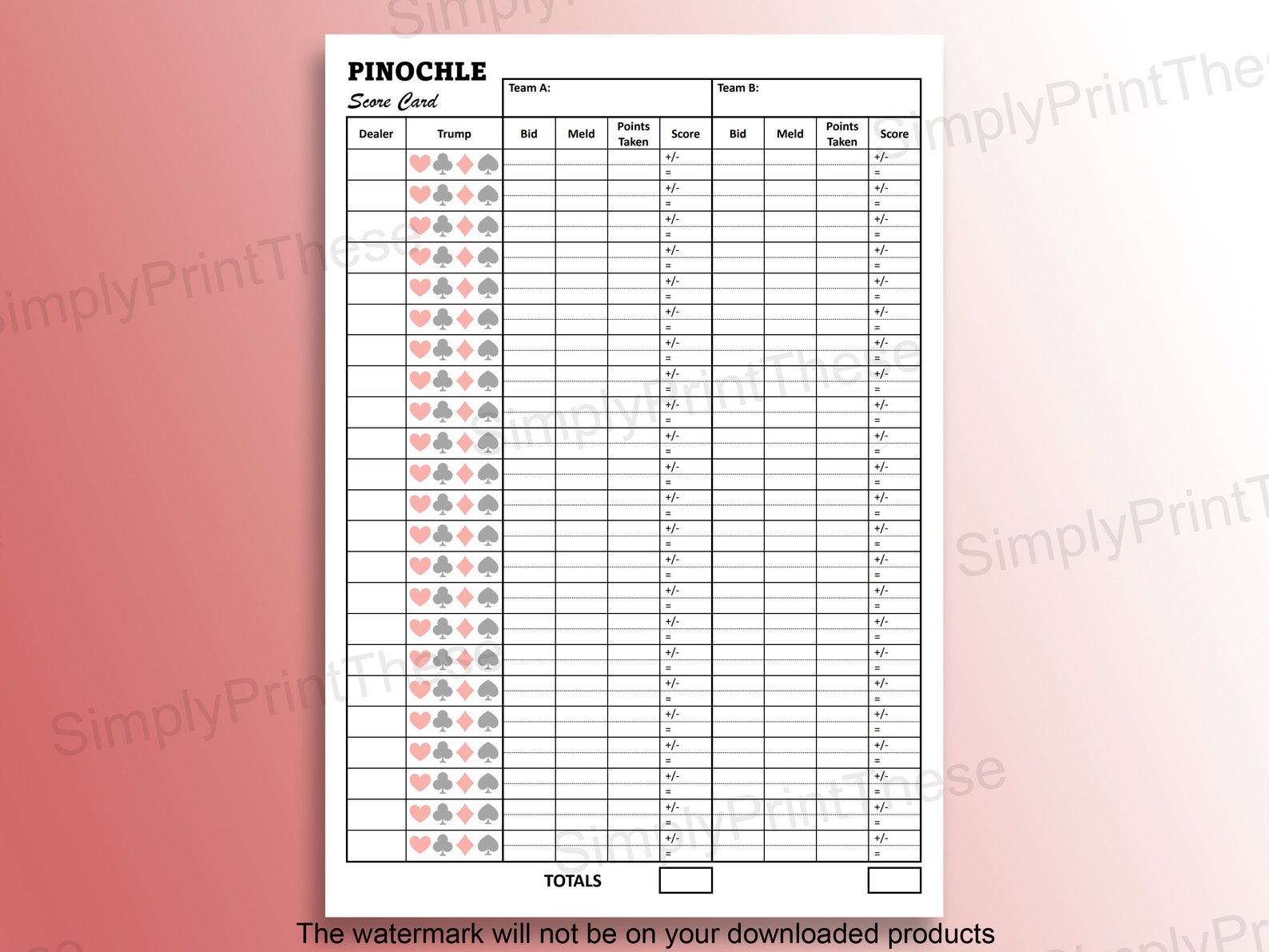 Play Pinochle With These Printable Pinochle Score Cards. PDF Download ...