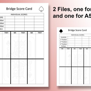 Printable Bridge Score Sheets to Record Your Bridge Card Games, Bridge ...