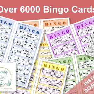 Over 6000 unique Printable Bingo Cards, with Call Board Sheet. Play Bingo with these bingo sheets. Instant Download!