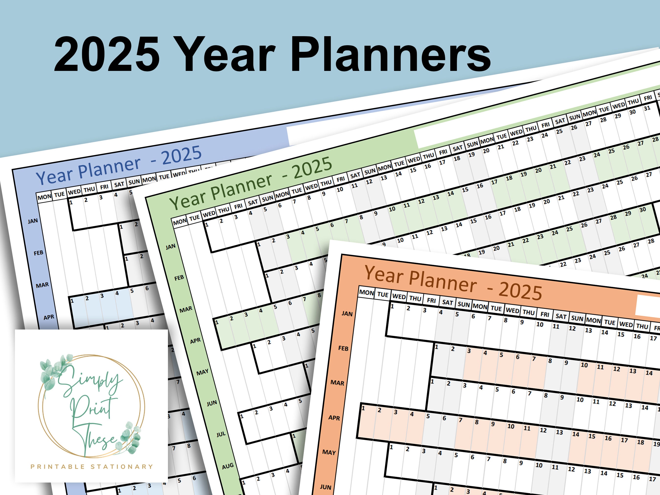 Printable 2025 Yearly Planner Calendar 2025 Organiser Yearly Etsy