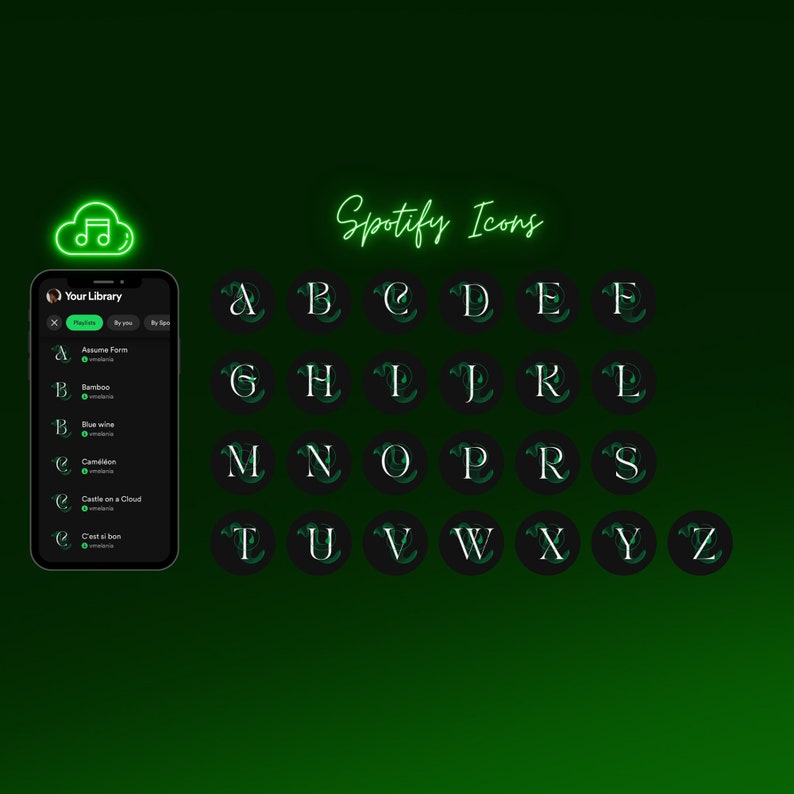 Neon Spotify Album Covers Organise Your Playlists With Clean - Etsy