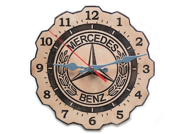 Laser cut - Mercedes Benz clock / wall clock Digital file / no physical product, only digital, DXF, SCG, AI, LBM2.