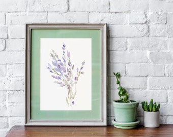 Lavender PRINT, Minimalist Painting, Watercolor Flower Abstract, Print Floral Wall Art, Nature Large Art Poster, Botanical Picture