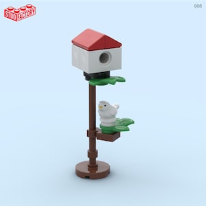 Red and White Bird House (Mini-Figure Scale) – Custom Lego Kit