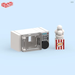 Microwave & Popcorn (Mini-Figure Scale) – Custom Lego Kit