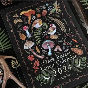 2024 Calendar Dark Forest Lunar Calendar Home Art Wall Decoration Colourful Nature Art Office Hanging Decor New Year Gift