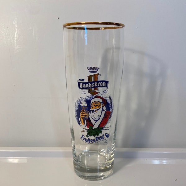 Rare Landskron Vintage Beer Glass. Frohes Fest 1996 Christmas Edition