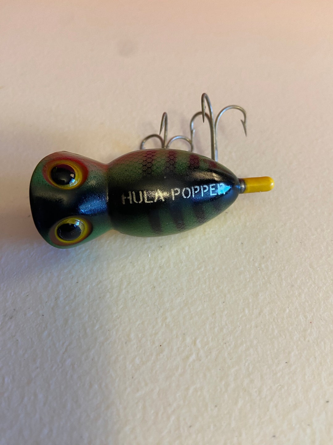 Leurre Vintage Hula Popper Arbogast - Blanc Et Rouge - Bouche Noire - Pêche Freshwater