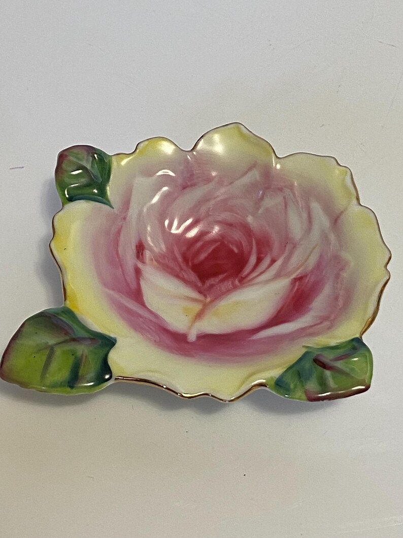 Lefton China Roses Set of 6 Vintage Lefton China, Rose Trinket Dishes Gold Trim, Hand ...