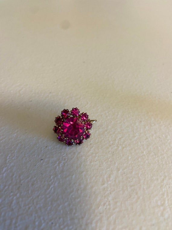 Vintage Very Sparkly Pink Chaton Rinestone Earrin… - image 5