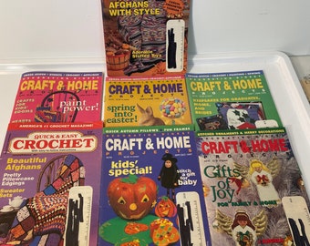 Lot de 7 magazines d'artisanat. 2 crochets rapides et faciles, 5 créations artisanales et maison. Divers 1997 et 1998