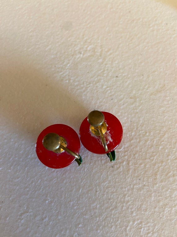 Vintage rare art deco Bakelite Cherry earrings wi… - image 5