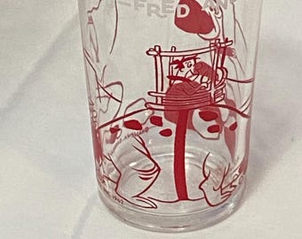 Vintage 1962 Flintstone jelly jar, drinking glass, manufactured by Welch’s.