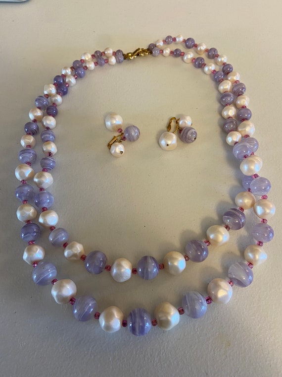 Marvella Lavender and Faux Pearl Bead double stra… - image 2
