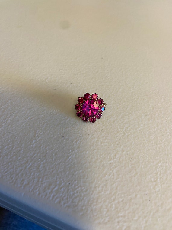 Vintage Very Sparkly Pink Chaton Rinestone Earrin… - image 6