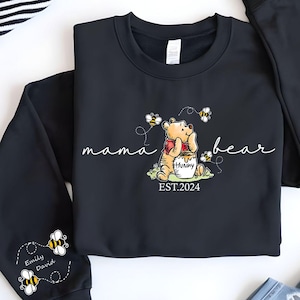 Mama Est with Kid Name on Sleeve Sweatshirt, Custom Mama Bear Sweatshirt, Personalized Mom Sweatshirt, Custom New Mom Hoodie, Mothers Day