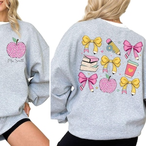 Aangepaste leraarssweater, gepersonaliseerd lerarensweater, leuke leraar ronde hals, cadeau leraar waardering, leraar naam hoodie