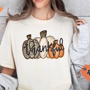 Thankful Comfort Colors® Shirt, Thankful Grateful Shirt, Thanksgiving Shirt, Thankful Mom Shirt, Fall Shirt, Leopard Pumpkin Shirt, Fall Tee