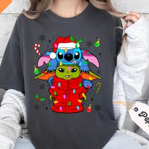 Lilo And Stitch Comfort Colors® Shirt, Stitch Christmas Shirt, Disney Christmas Shirt, Disney Family Matching Christmas Tees, Christmas Gift