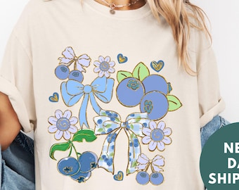 Blueberries Aesthetic Fruit Comfort Colors® Shirt, Vintage Fruit Graphic Shirt, Foodie Tee, Cottagecore Summer Blueberry Shirt, Gardener Tee