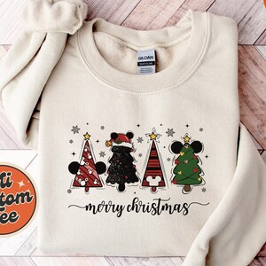 Disney Christmas Tree Sweatshirt, Cute Mickey Ear Christmas Sweat, Disney Christmas Trip Family Sweater, Disneyland Merry Christmas Hoodie