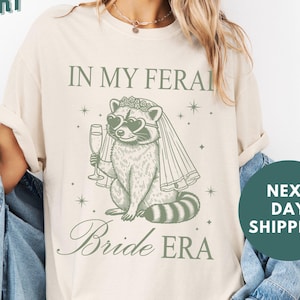 Funny Bride Comfort Colors® Shirt, Distressed Retro Raccoon Bride Shirt, Vintage Feral Raccoon Bride Era T-Shirt, Gift for Bride to Be