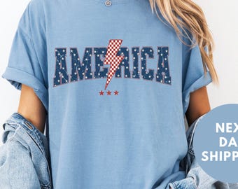 USA Comfort Colors® Shirt, Rot, Weiß und Blau Shirt, Amerika T-Shirt, Frauen 4. Juli T-Shirt, Fourth of Juli Shirt T-Shirt, 1776 Shirt