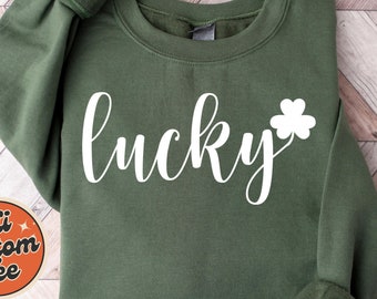 Damtröja med tur, St Patricks Day-tröja, St Pattys Day-tröja, Saint Pattys Day-luvtröja, St Pattys Day, Lucky Shamrock-tröja