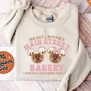 Mickey and Minnie Main Street Bakery Sweatshirt, Disney Christmas Gingerbread Sweater, Disney Christmas Sweat, Disney Christmas Hoodie