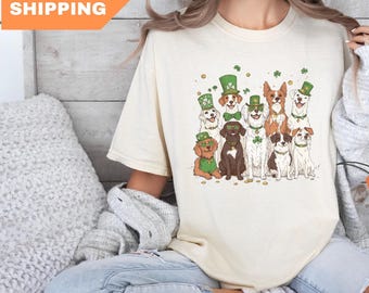 St Patricks Dogs Comfort Colors® Shirt, Lucky Dogs Shirt, Dog Lover Shirt, Shamrock Shirt, Gift for Dog Lover, Dog Mom St Patricks Day Shirt