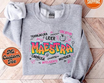 Maestra Sweatshirt, Spanish Teacher Sweatshirt, Maestra Bilingue Sweatshirt, Bilingual Teacher Gift, Spanish Maestra Hoodie, Back To School