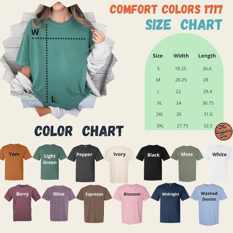a women's t - shirt with a size chart