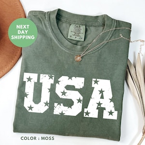 Camiseta Comfort Colors® USA, camiseta del 4 de julio, camiseta con la bandera de EE. UU., camiseta del 4 de julio, camiseta del Día de la Independencia, camiseta retro del partido de EE. UU., camiseta patriótica