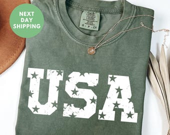 Comfort Colors® USA Shirt, 4th of July Shirt, USA Flag Shirt, Fourth Of July Shirt, Independent Day Shirt, Retro Usa Pary Tee, Patriotic Tee