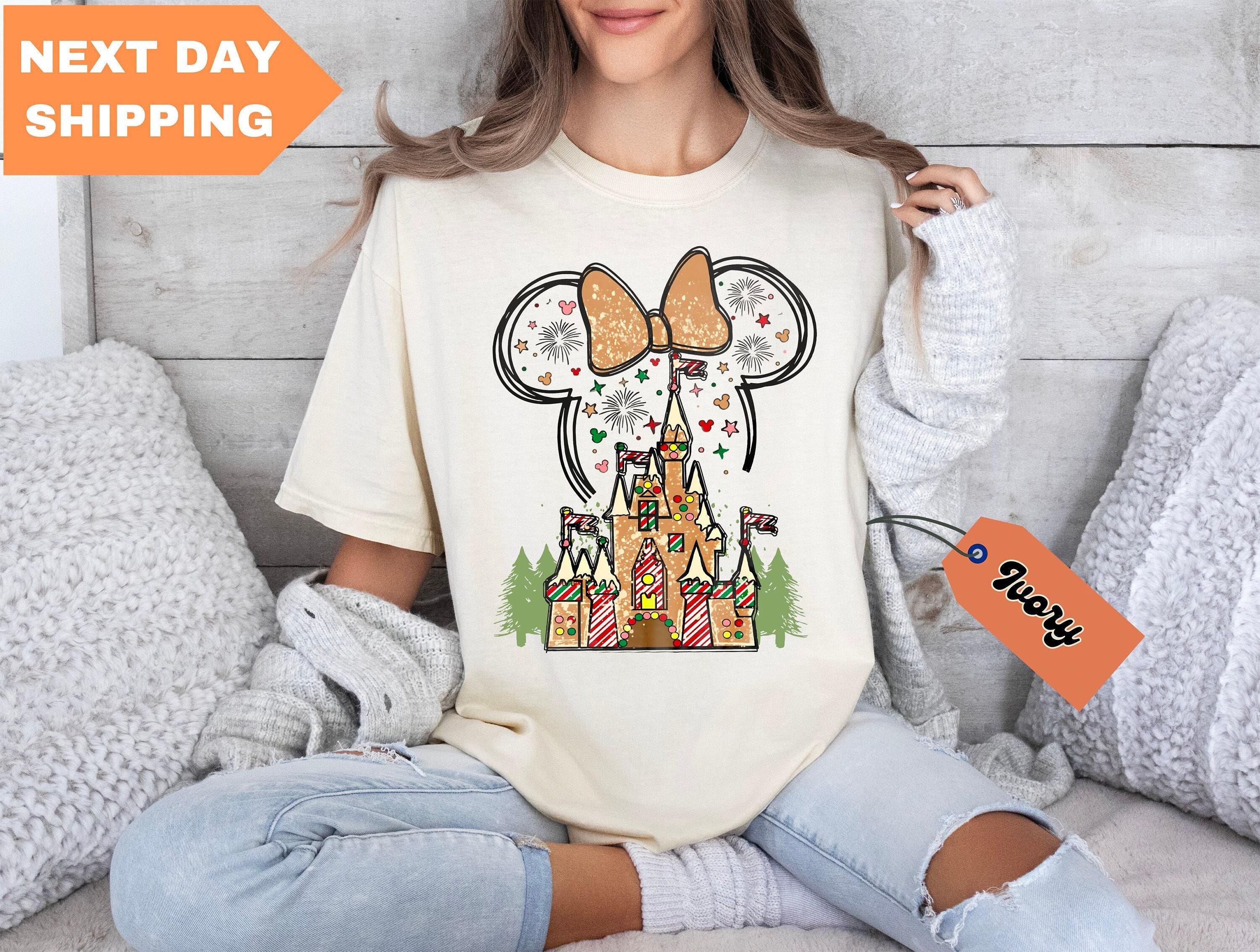 Disney Gingerbread Castle Shirt, Minnie Christmas Castle Comfort Colors® Shirt, Disney Christmas Tshirt, Disney Christmas Family Shirts