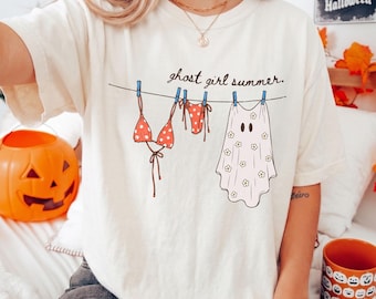 Ghost Girl Summer Shirt, Comfort Colors® Halloween Ghost Shirt, Summer Vibes Shirt, Spooky Season Shirt