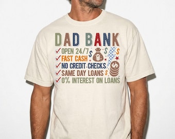 Funny Dad Bank Comfort Colors® Shirt, Retro Fathers Day Tee, Vintage Dad Graphic Shirt, Colorful Dad Life T-Shirt, Father's Day Gift Idea