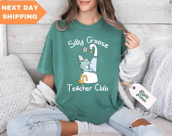 Camiseta de professor Silly Goose Comfort Colors®, camiseta fofa de professor, camiseta engraçada de professor, camiseta de volta às aulas, camiseta de professor do ensino fundamental