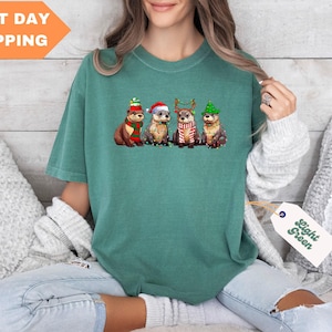 Otter Christmas Comfort Colors® Shirt, Family Christmas Shirt, Christmas Light Shirt, Christmas Gift, Otter Lover Christmas Shirts, Xmas Tee