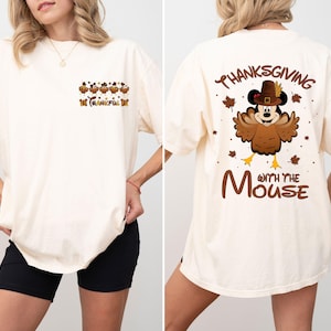 Camiseta de Acción de Gracias de Disney Mickey y sus amigos 2024, camiseta Comfort Colors® para el viaje de Acción de Gracias en otoño, camiseta a juego de Acción de Gracias familiar de Disney