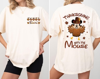 Camiseta de Acción de Gracias de Disney Mickey y sus amigos 2024, camiseta Comfort Colors® para el viaje de Acción de Gracias en otoño, camiseta a juego de Acción de Gracias familiar de Disney
